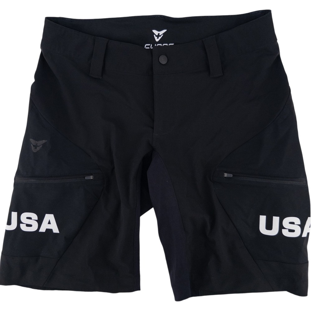 Cuore Men's Small MTB Baggies Shorts Black‎ Stretch Adjustable Waist Team USA